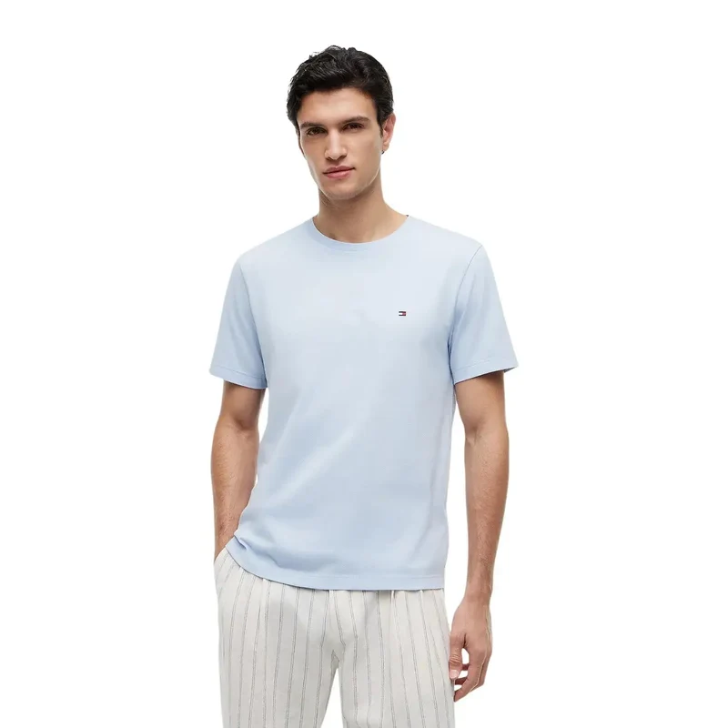Tommy Hilfiger Herren T-Shirt Hellblau Bio-Baumwolle Regular Fit