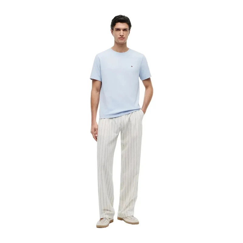 Tommy Hilfiger Herren T-Shirt Hellblau Bio-Baumwolle Regular Fit