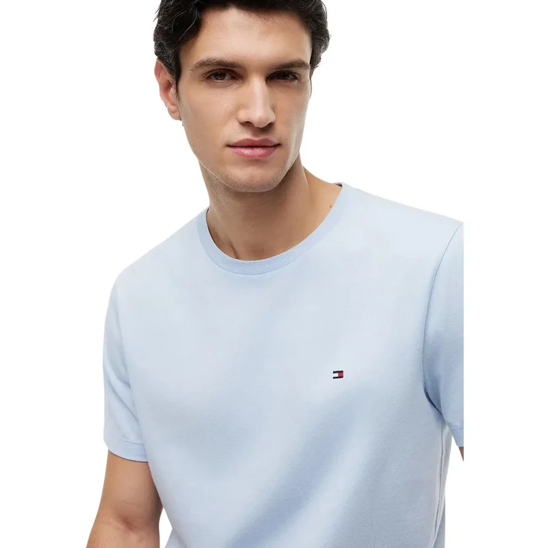 Tommy Hilfiger Herren T-Shirt Hellblau Bio-Baumwolle Regular Fit