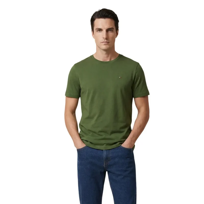 Tommy Hilfiger Herren T-Shirt Hellblau Bio-Baumwolle Regular Fit