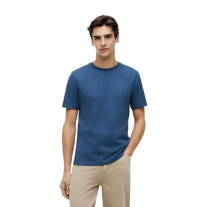 Tommy Hilfiger Herren T-Shirt Hellblau Bio-Baumwolle Regular Fit