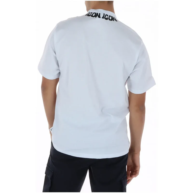 Icon Männer T-Shirt Weiß Baumwolle Rundhals Kurzarm