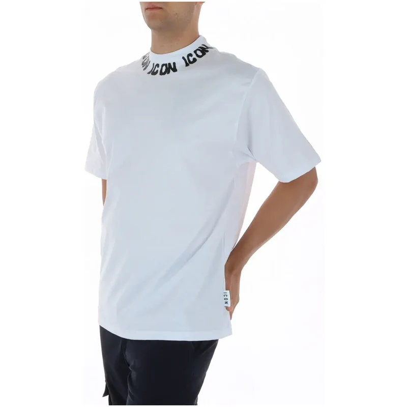Icon Männer T-Shirt Weiß Baumwolle Rundhals Kurzarm