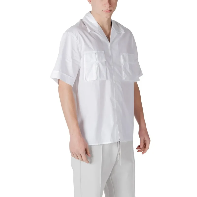 Antony Morato Herren Weißes V-Ausschnitt Kurzarm Baumwollshirt