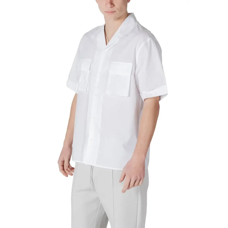 Antony Morato Herren Weißes V-Ausschnitt Kurzarm Baumwollshirt