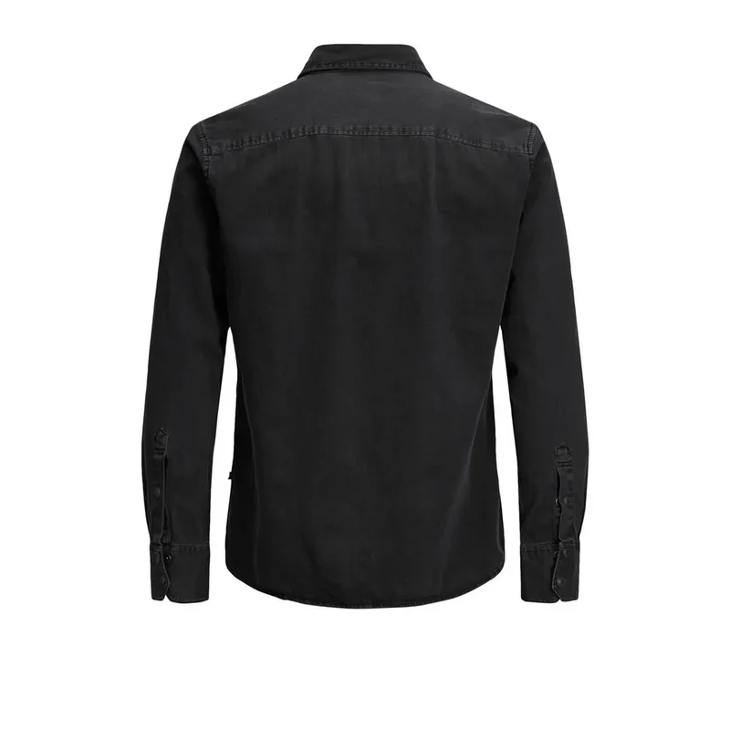 Jack and Jones Herrenhemd Schwarz Langarm Klassisch Baumwolle 12138115