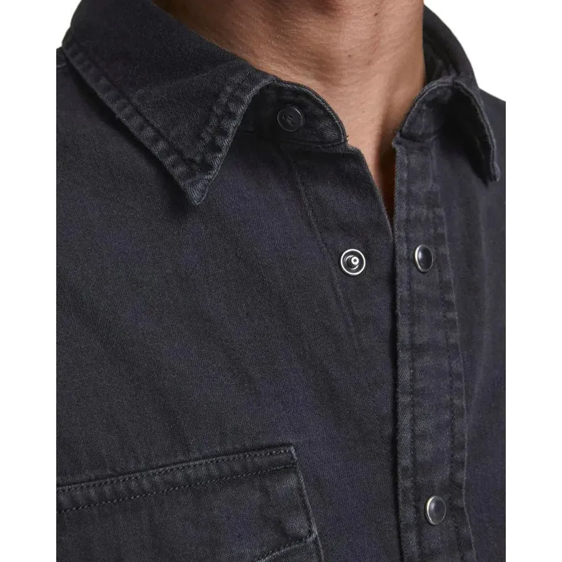 Jack and Jones Herrenhemd Schwarz Langarm Klassisch Baumwolle 12138115