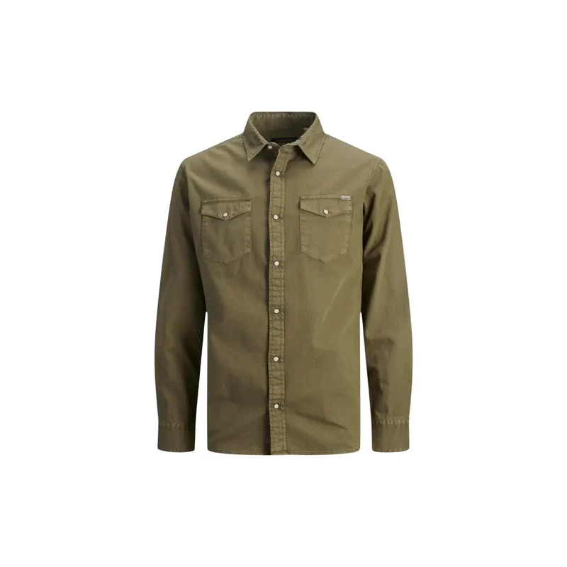 Jack and Jones Herrenhemd Schwarz Langarm Klassisch Baumwolle 12138115