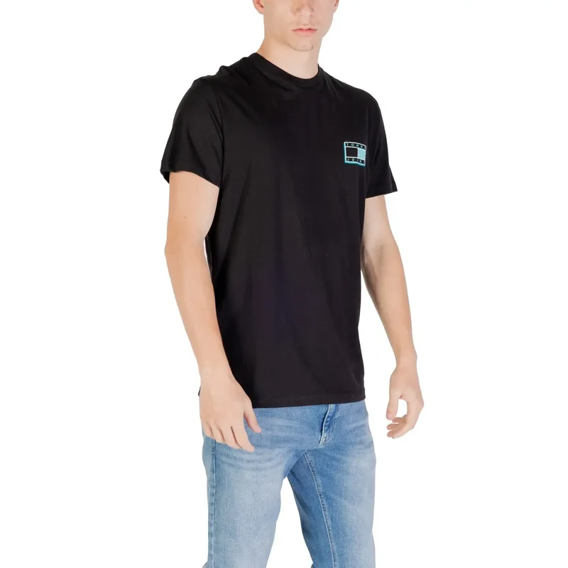 Tommy Hilfiger Schwarzes T Shirt mit quadratischem Logo