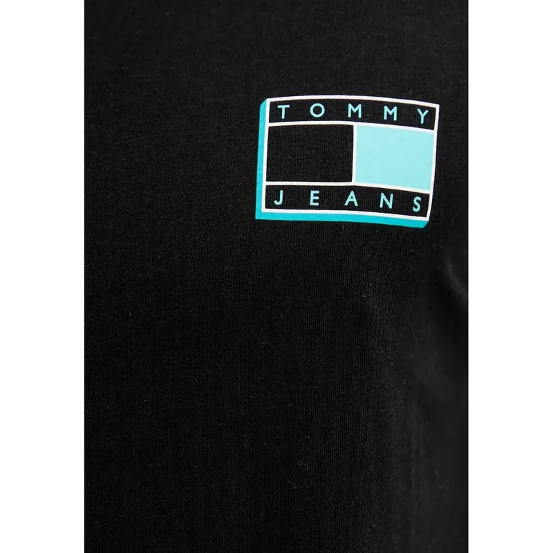 Tommy Hilfiger Schwarzes T Shirt mit quadratischem Logo