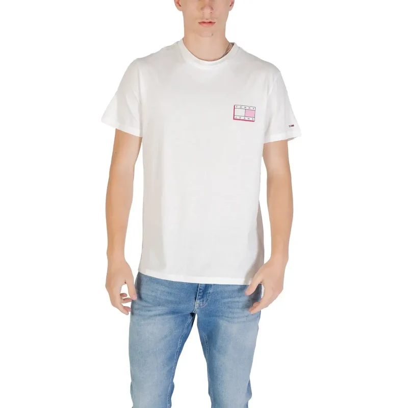 Tommy Hilfiger Schwarzes T Shirt mit quadratischem Logo