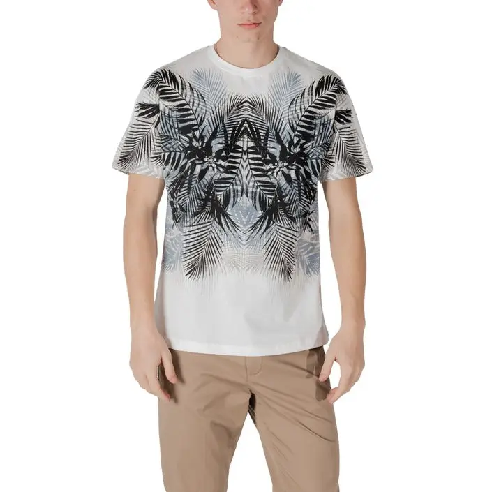 Weißes T-Shirt mit Palmblatt-Muster