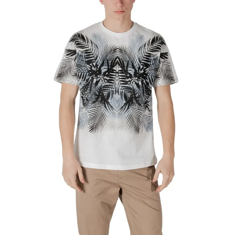Weißes T-Shirt mit Palmblatt-Muster