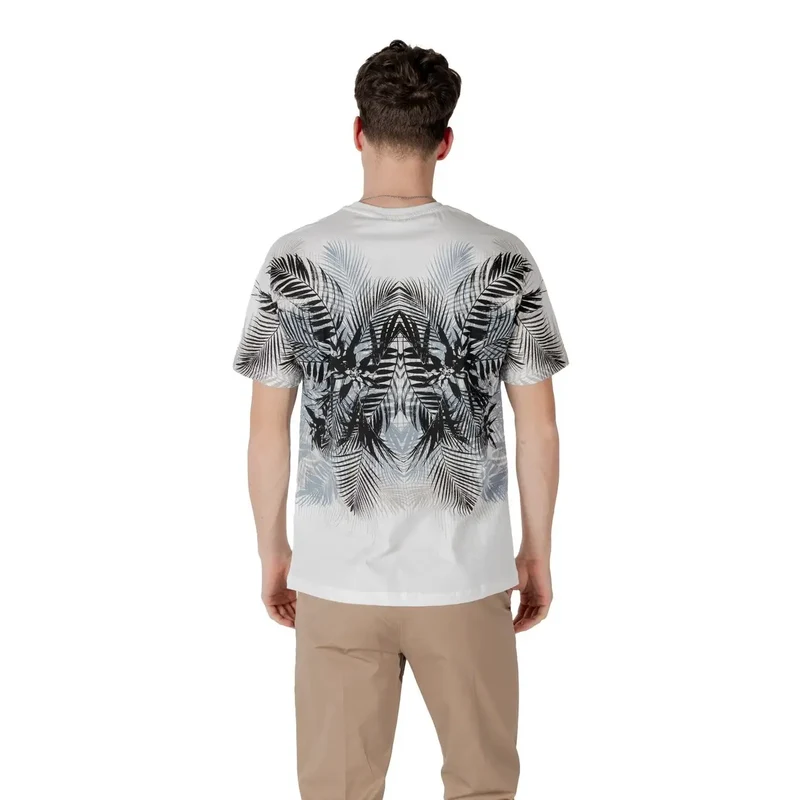 Weißes T-Shirt mit Palmblatt-Muster