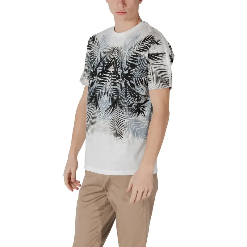 Weißes T-Shirt mit Palmblatt-Muster
