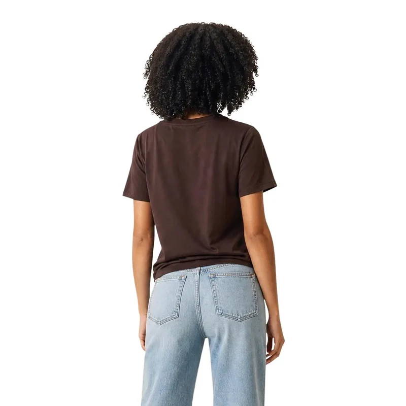 Only Damen Baumwollshirt mit kurzem Ärmel und Rundhalsausschnitt, braun