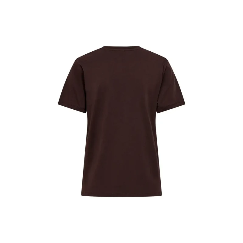 Only Damen Baumwollshirt mit kurzem Ärmel und Rundhalsausschnitt, braun