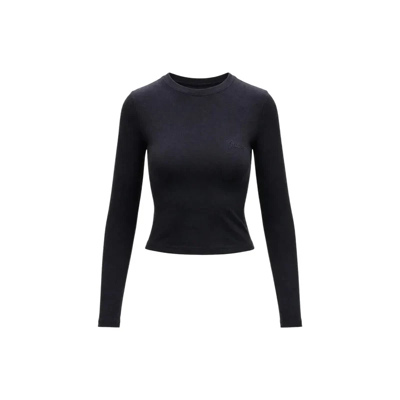 Guess Active Damen Schwarzes Viskose-Chamäleon-Langarmshirt