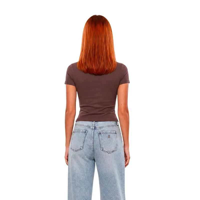 Guess Active Damen in braunem Viskose-Chara, kurze klassische T-Shirt