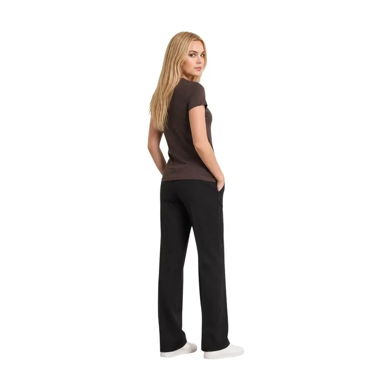 Armani Exchange Damen Braunes Baumwollshirt mit V-Ausschnitt und Pailletten