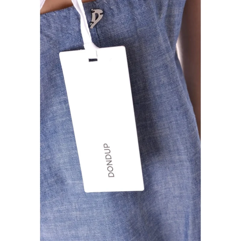 Dondup Damen Tanktop Blau Ärmellos Mit V-Ausschnitt Aus Baumwolle