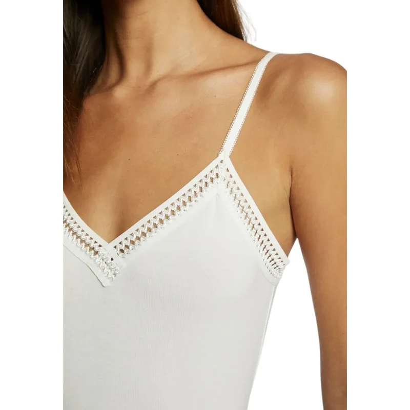 Damen Tanktop von Morgan De Toi, weiß, V-Ausschnitt, Viskose, Elastan