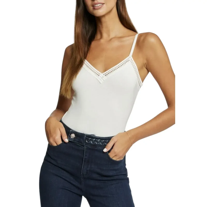 Damen Tanktop von Morgan De Toi, weiß, V-Ausschnitt, Viskose, Elastan