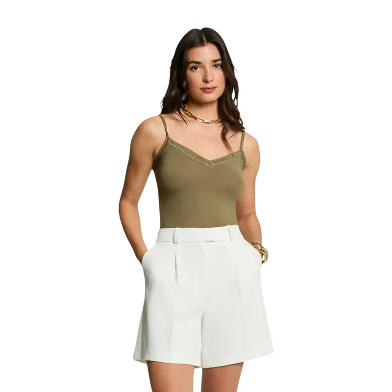 Damen Tanktop von Morgan De Toi, weiß, V-Ausschnitt, Viskose, Elastan