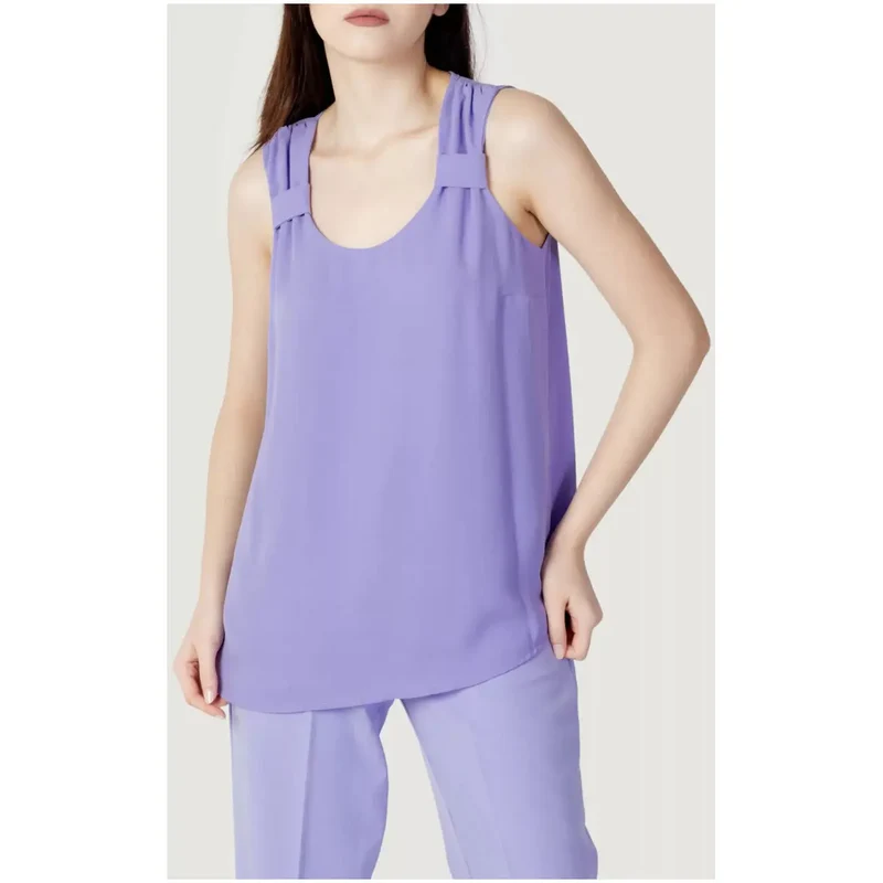 Hanny Deep Damen Tanktop Lila Ärmellos Rundhalsausschnitt