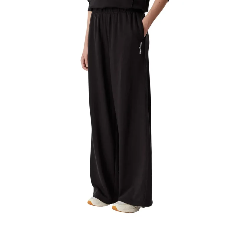 Tommy Hilfiger Damen-Sweatpants mit weitem Bein aus schwarzer Baumwolle