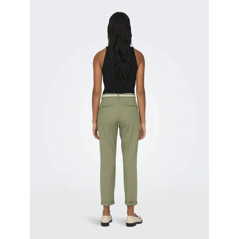 Only Damen Baumwollhosen Grün Slim Fit Reißverschluss Knopf 15218519