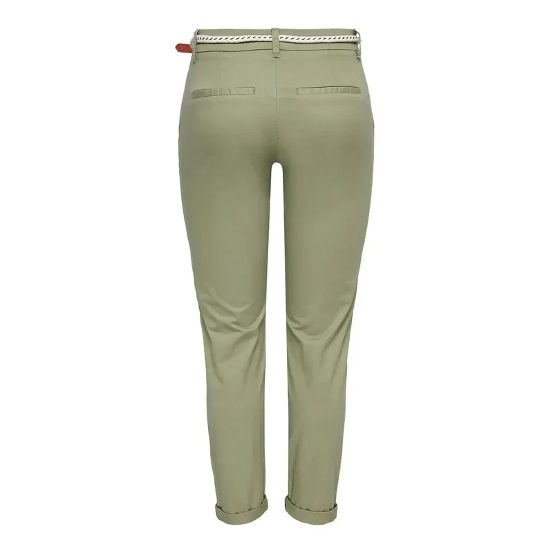 Only Damen Baumwollhosen Grün Slim Fit Reißverschluss Knopf 15218519
