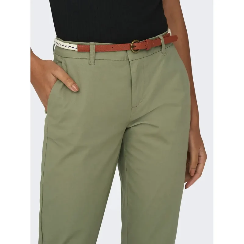 Only Damen Baumwollhosen Grün Slim Fit Reißverschluss Knopf 15218519
