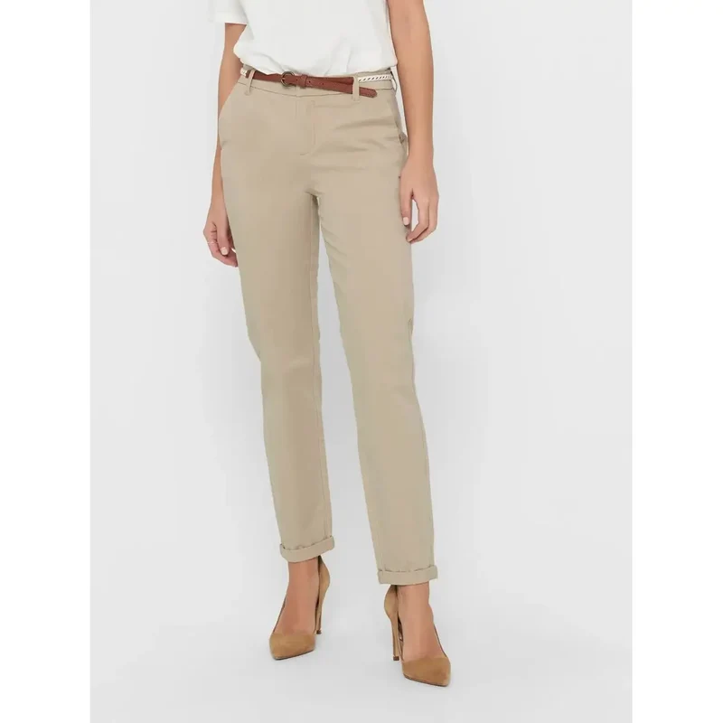 Only Damen Baumwollhosen Grün Slim Fit Reißverschluss Knopf 15218519