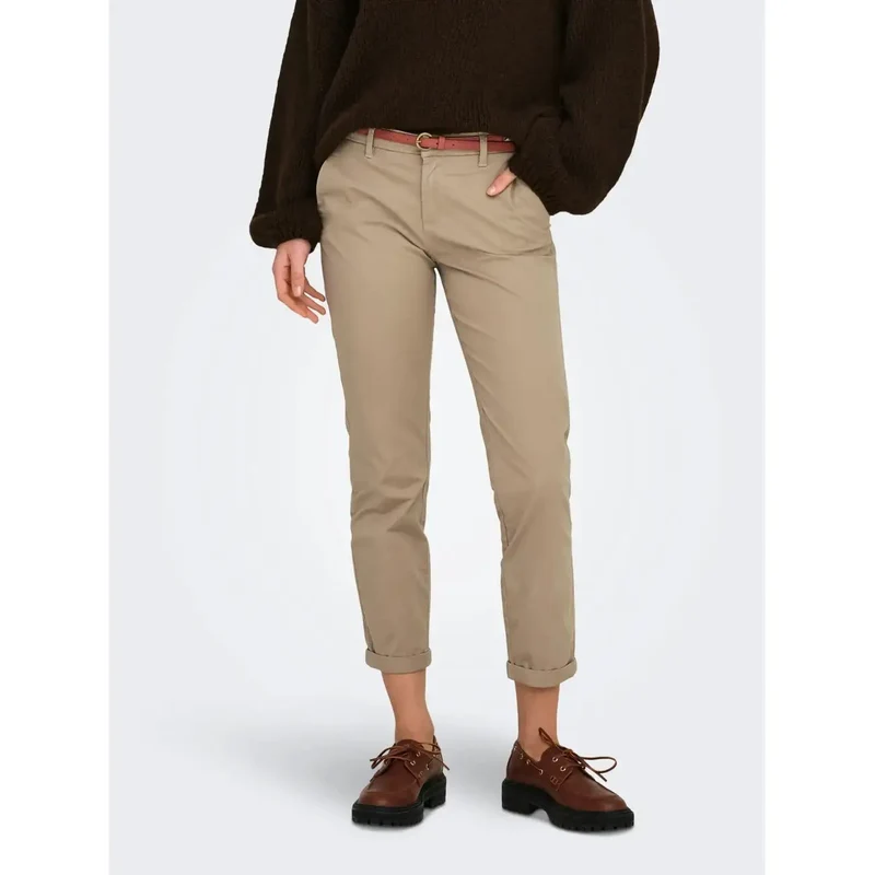 Only Damen Baumwollhosen Grün Slim Fit Reißverschluss Knopf 15218519