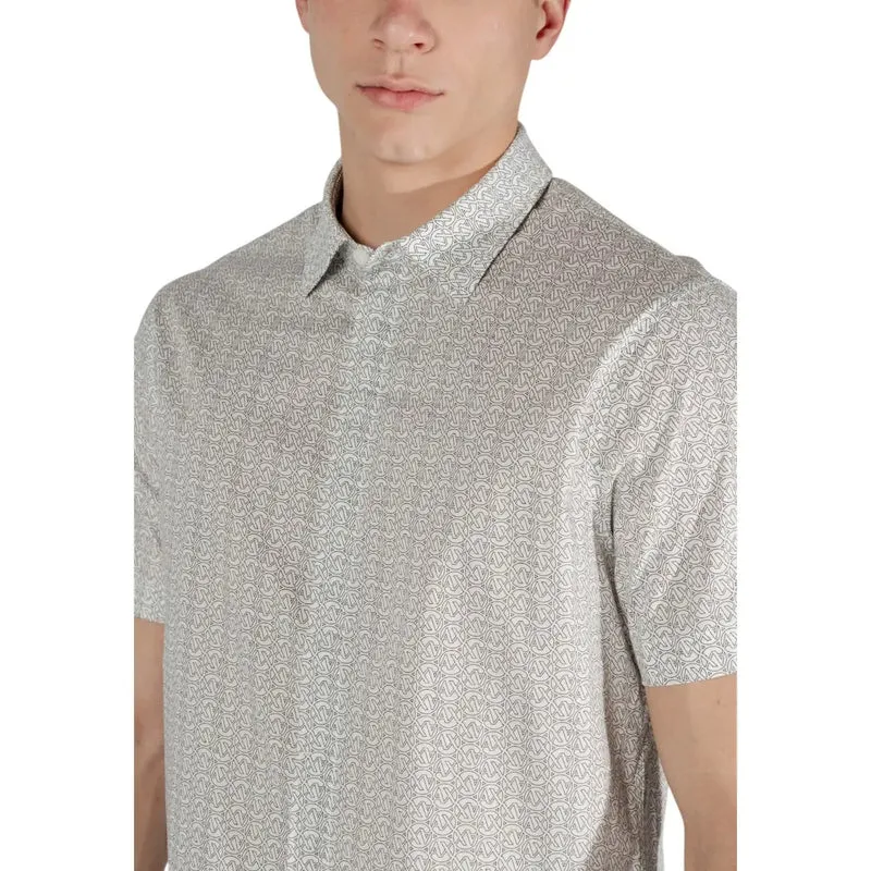 Armani Exchange Beige Geometrisches Kurzarmhemd für Männer