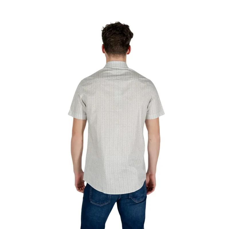 Armani Exchange Beige Geometrisches Kurzarmhemd für Männer