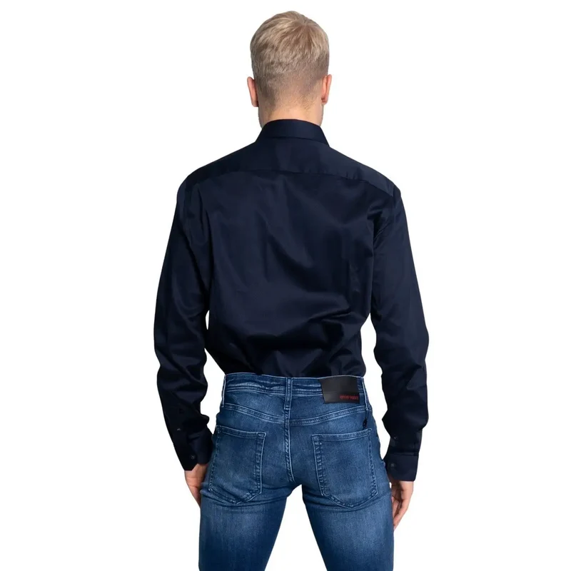 Armani Exchange Herren Klassisch Blau Langarm Frühling Sommer Knopfhemd