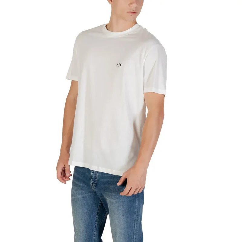 Armani Exchange Männer Weiß Baumwolle Kurzarm Rundhalsausschnitt T Shirt