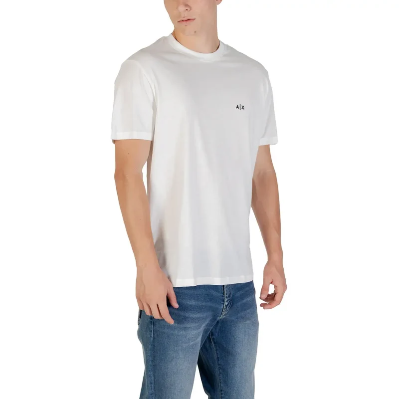 Armani Exchange Männer Weiß Baumwolle Kurzarm Rundhalsausschnitt T Shirt