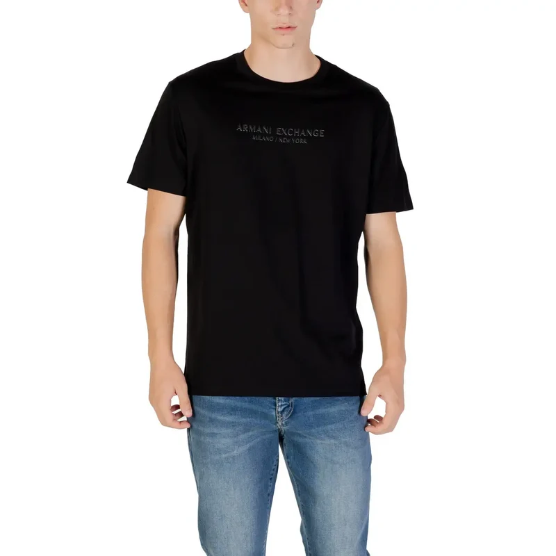 Armani Exchange Blau bedrucktes Baumwoll-T-Shirt für Männer
