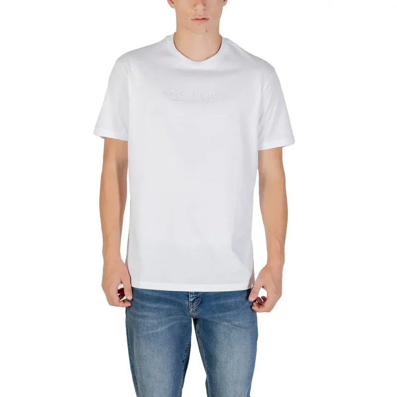 Armani Exchange Blau bedrucktes Baumwoll-T-Shirt für Männer