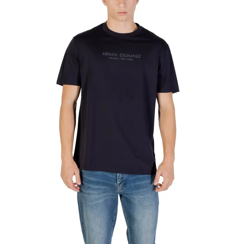 Armani Exchange Blau bedrucktes Baumwoll-T-Shirt für Männer