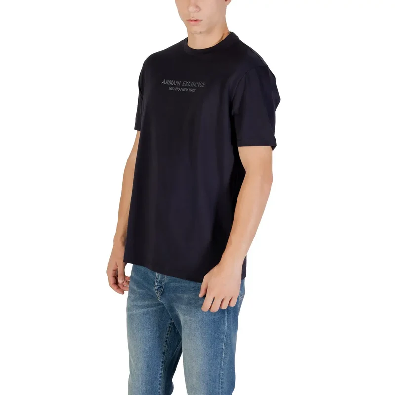 Armani Exchange Blau bedrucktes Baumwoll-T-Shirt für Männer