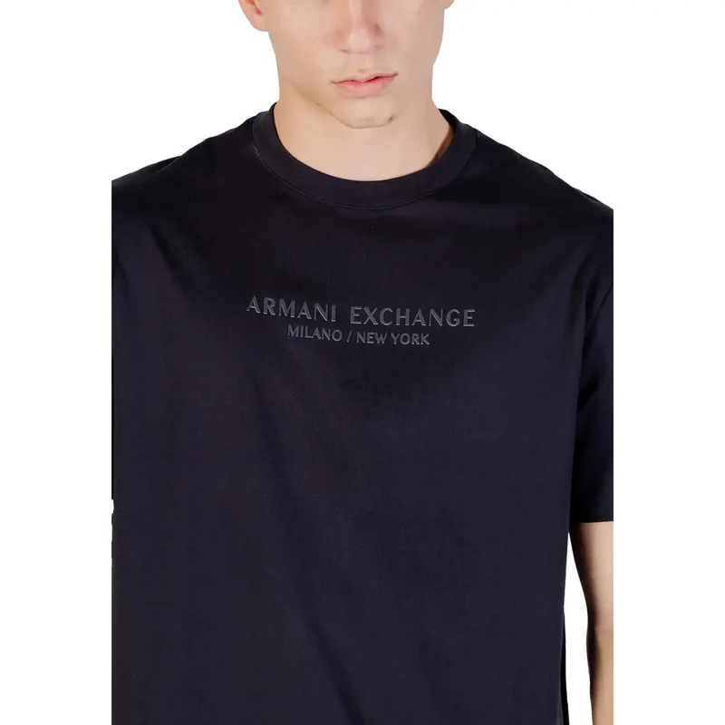 Armani Exchange Blau bedrucktes Baumwoll-T-Shirt für Männer