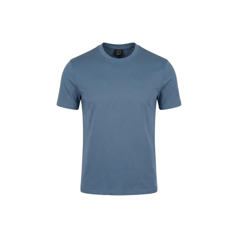 Armani Exchange Blau bedrucktes Baumwoll-T-Shirt für Männer
