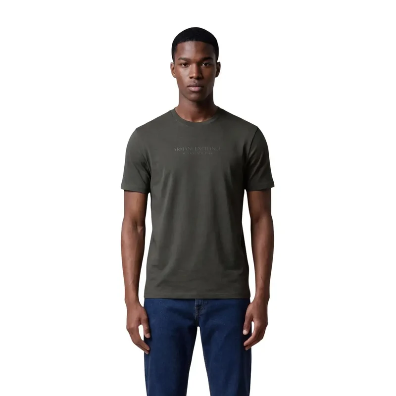 Armani Exchange Blau bedrucktes Baumwoll-T-Shirt für Männer