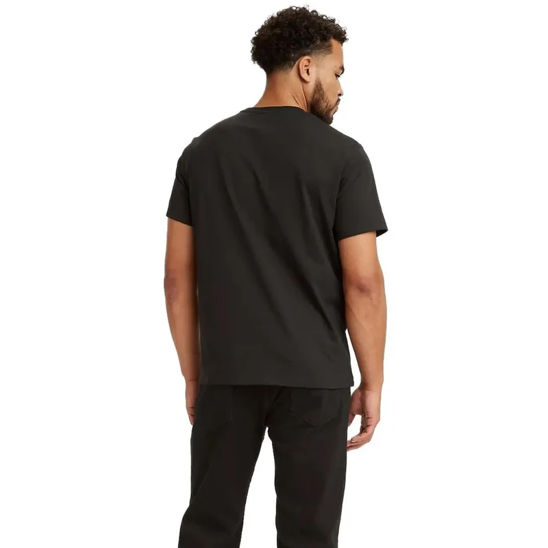 Levis Männer Schwarz Bedruckt Baumwolle Rundhalsausschnitt T Shirt