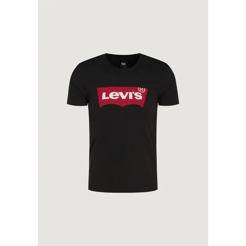 Levis Männer Schwarz Bedruckt Baumwolle Rundhalsausschnitt T Shirt