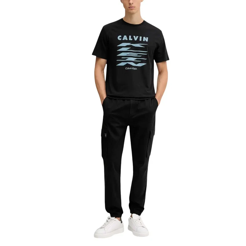 Calvin Klein Jeans Herren Schwarz Herbst Winter Baumwollmischung Hose